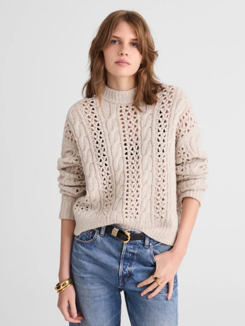 Madewell Marled Cable-Knit Sweater NWT Size Small